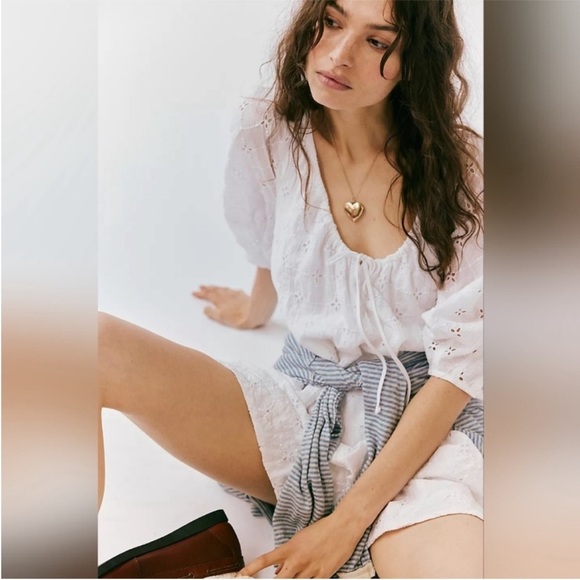 NWOT Free People Bop Around Romper White Embroidered Coverup - Picture 13 of 16
